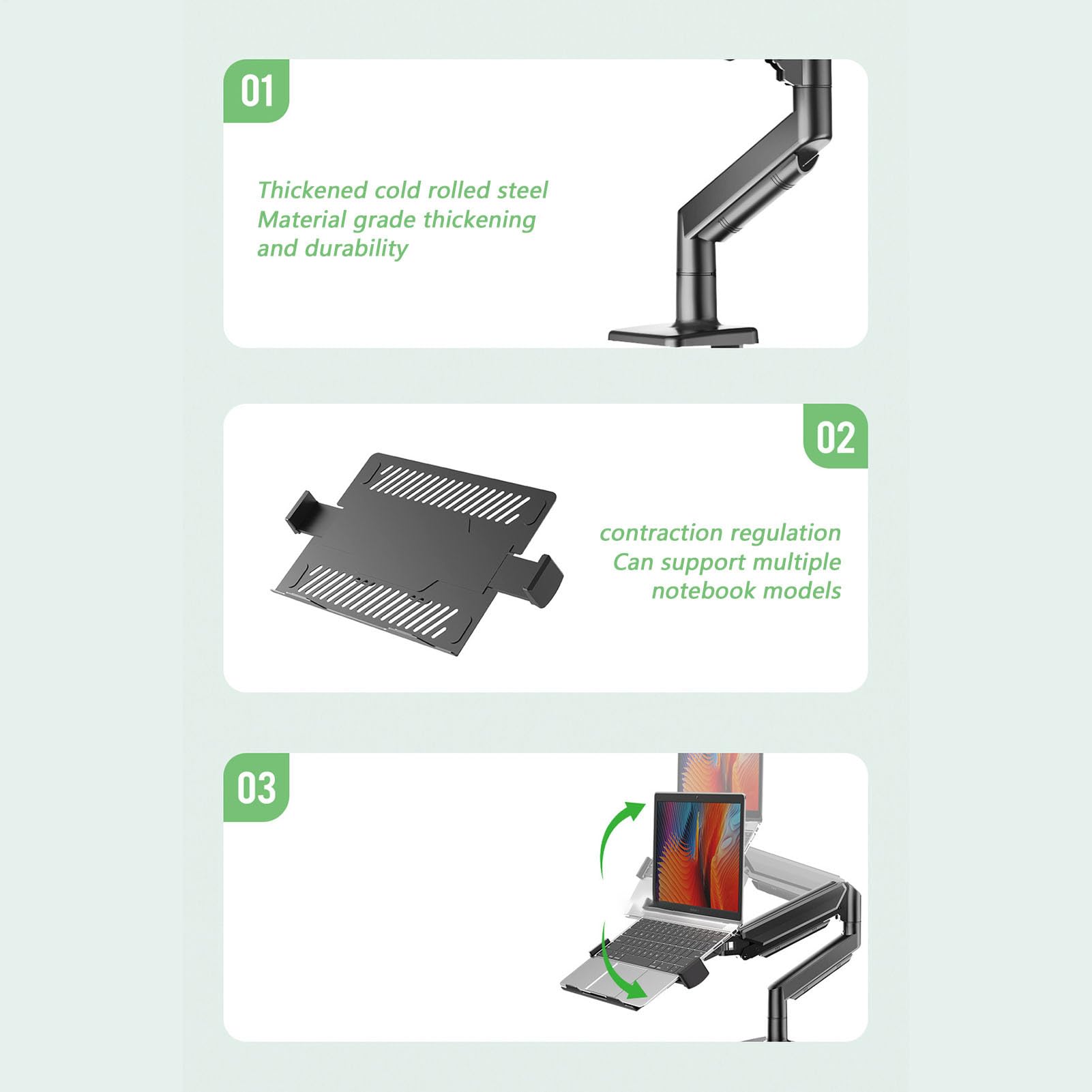 Supporto Regolabile per Laptop da Scrivania Braccio Verticale Telescopico | Supporto Multifunzione per Tablet Per Ufficio Casa Camera da Sala Riunioni Aula Studio Cinema Let