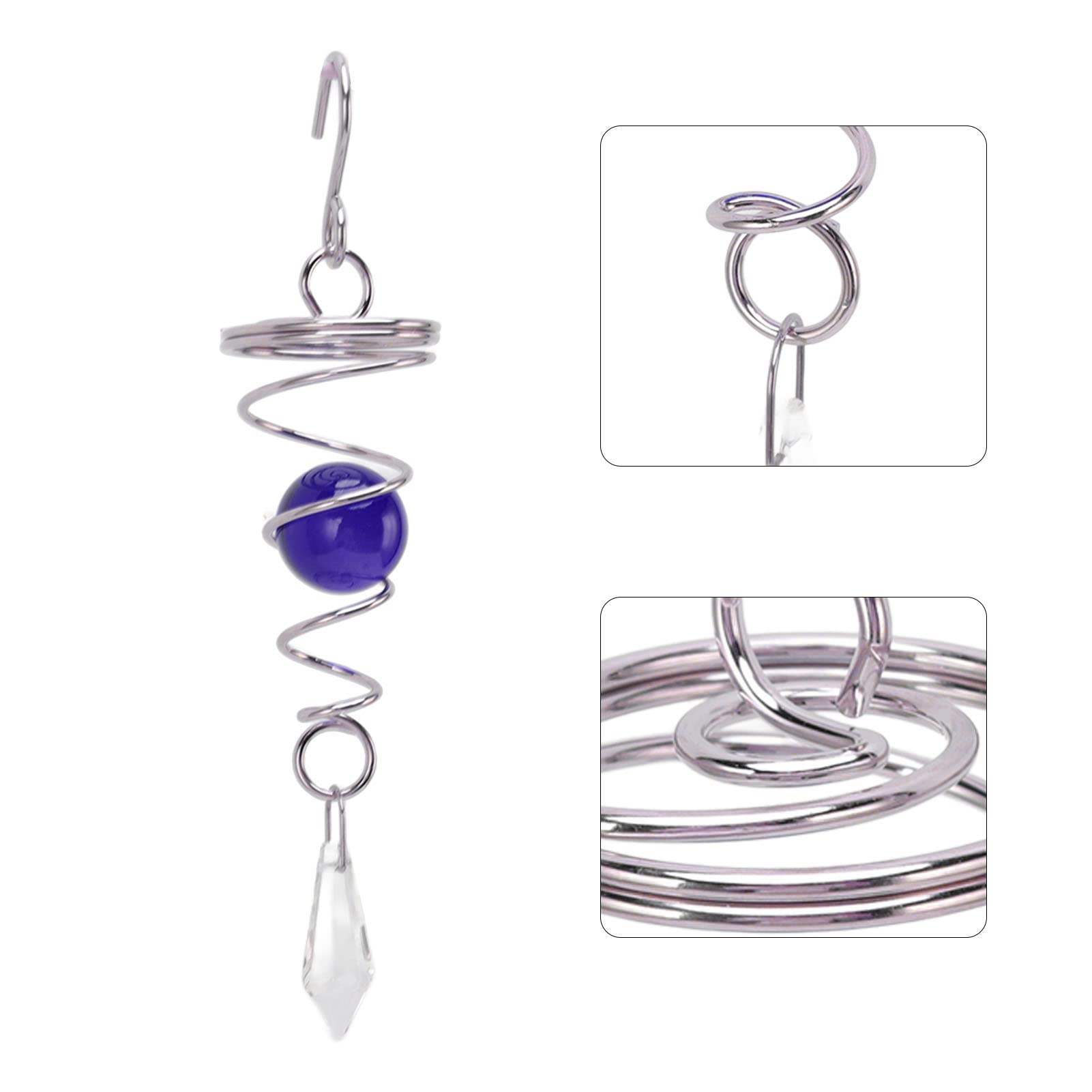 SADEW 2 szt. Gazing Ball Spiralny ogon Dekoracyjny wiatraczek Stabilizator Spirala ze stali nierdzewnej Wiszące kuranty wiatrowe na zewnątrz Wewnątrz Dekoracja zewnętrzna (niebieski)