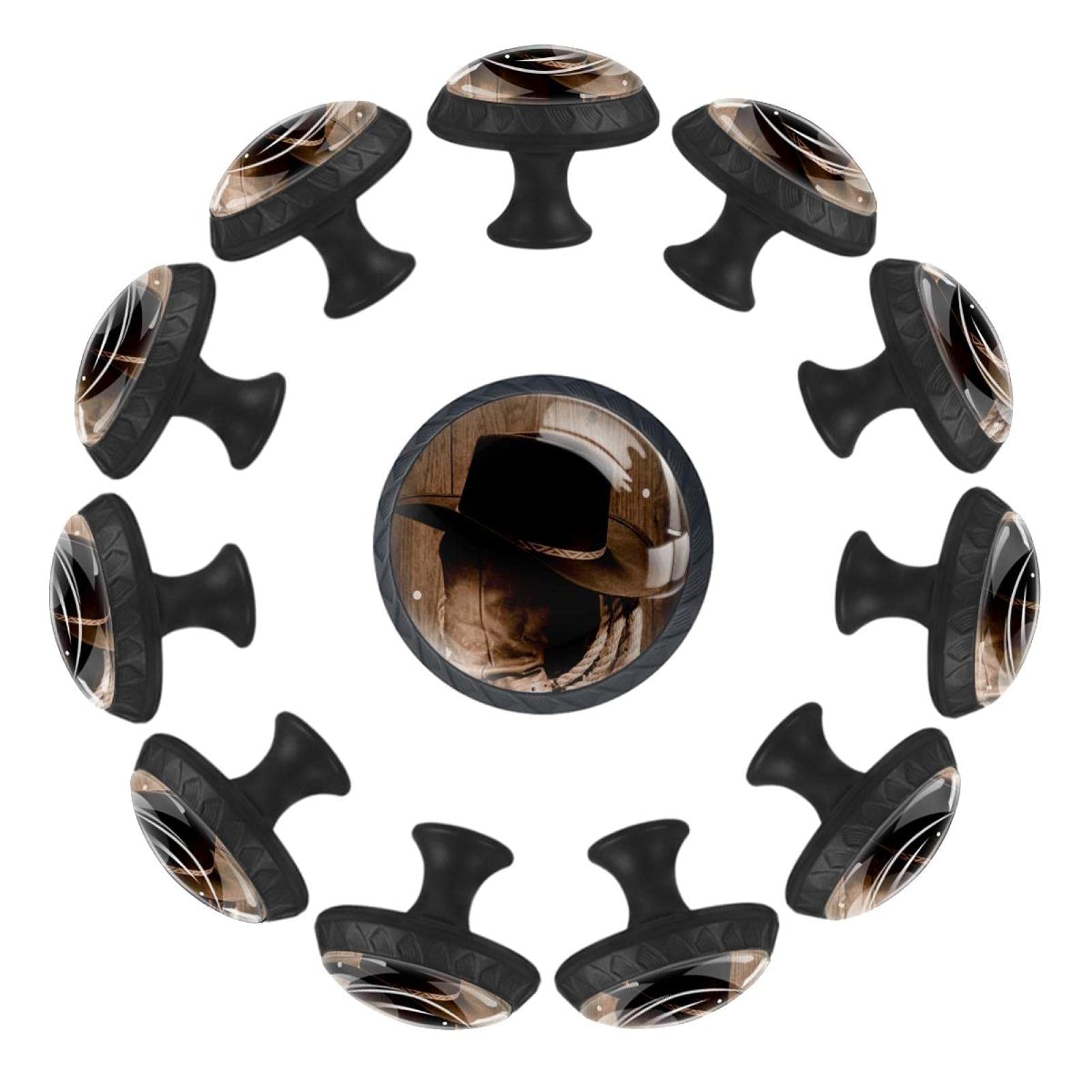 Boutons d'armoire cow-boy lot de 12 poignées de tiroir enfant 3.5cm