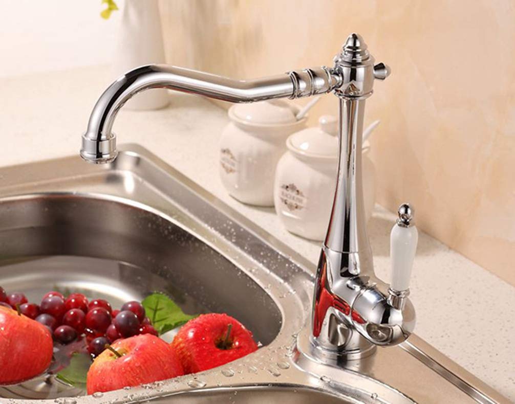 ZYCHSJXA 360-degree Rotating Faucet Chrome Kitchen Sink Mixer tap Single Handle Basin faucets Deck Mounted