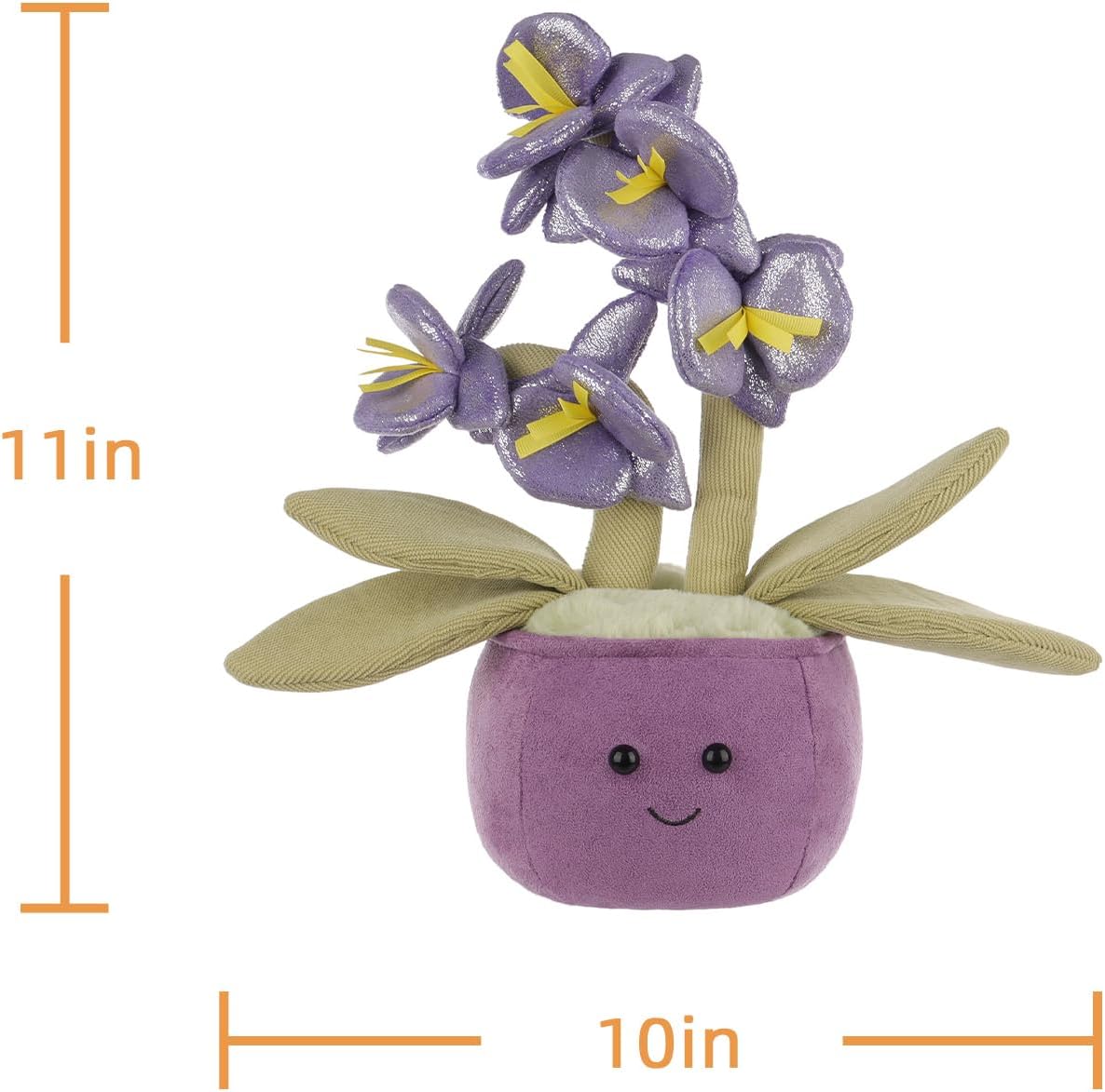 Apricot Lamb Potted Butterfly Orchid Plant Stuffed Animals for Kids, Soft Cute Plush Toys for Baby Girl and Boy, Fluffy Potted Butterfly Orchid Plant