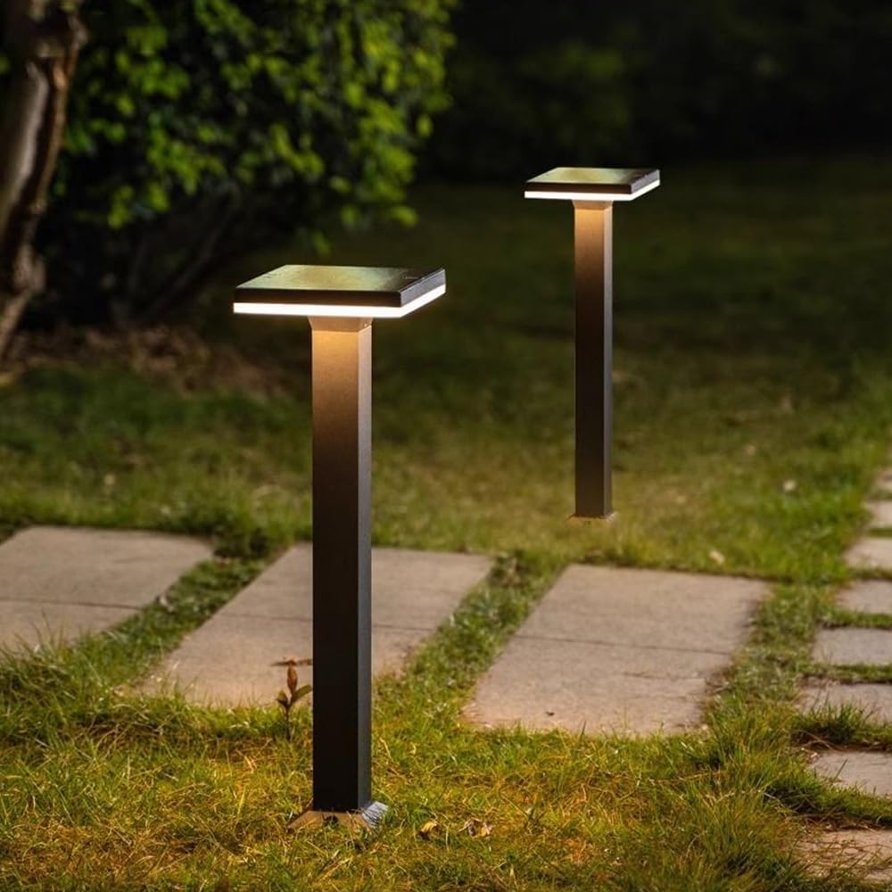 Luz del bolardo del Paisaje, luz Impermeable del j Baliza LED for jardín Exterior, IP65, Resistente al Agua, de Aluminio, Color Negro, Varios tamaños(60CM)