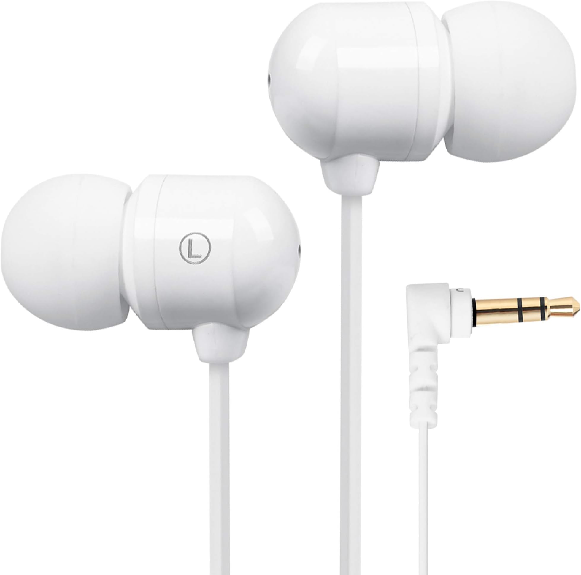 Betron B750 In-Ear Headphones Wired Earphones Enhanced Bass, Noise Isolation, Tangle-Free, 3.5mm Jack, Lightweight, Water-Resistant, White