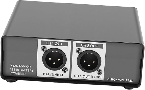 Active DI Box Professional High Performance Signal Converter with GND Grounding Isolation and Dual XLR Outputs for Live Sound Studio Recording