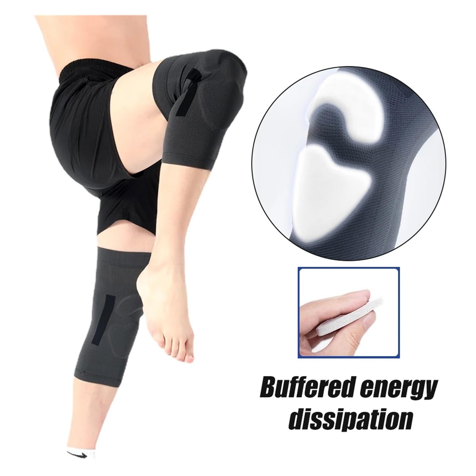 MRKU Genouillères de Sport antidérapantes, Manchons de Compression, 1 Paire, pour la Course à Pied et Le Volley-Ball.
