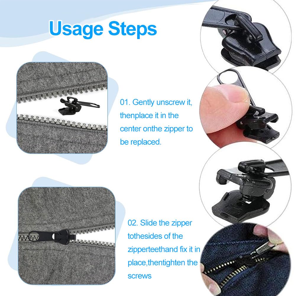 5pz Cursore Cerniera Ricambio, Zipper Pull Tiretti Della Cerniera Zipper Puller Prolunga In Metallo Testa Della Cerniera Per Abbigliamento Zaini - Foto 10