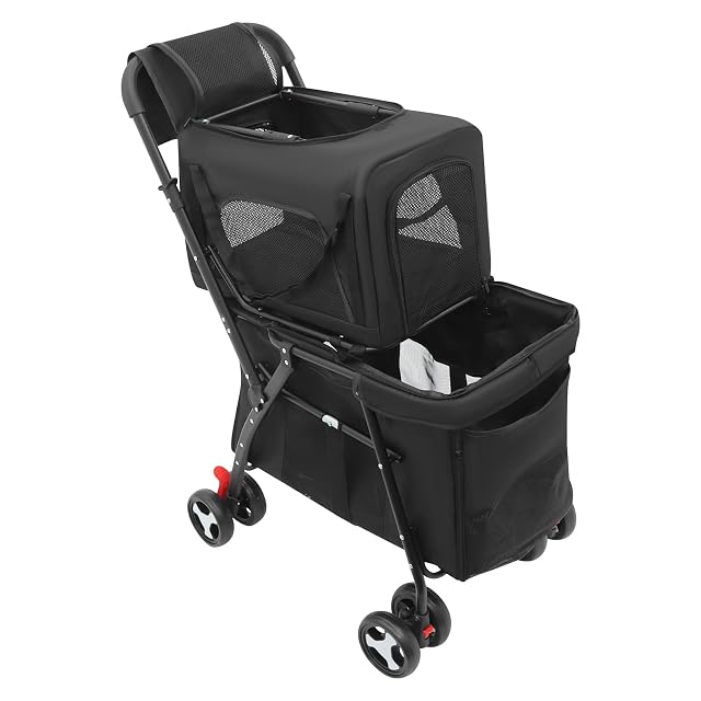 Foto 3 de 8 de Carrito doble para mascotas, superior de hasta 7 kg y soporte inferior de hasta 15 kg