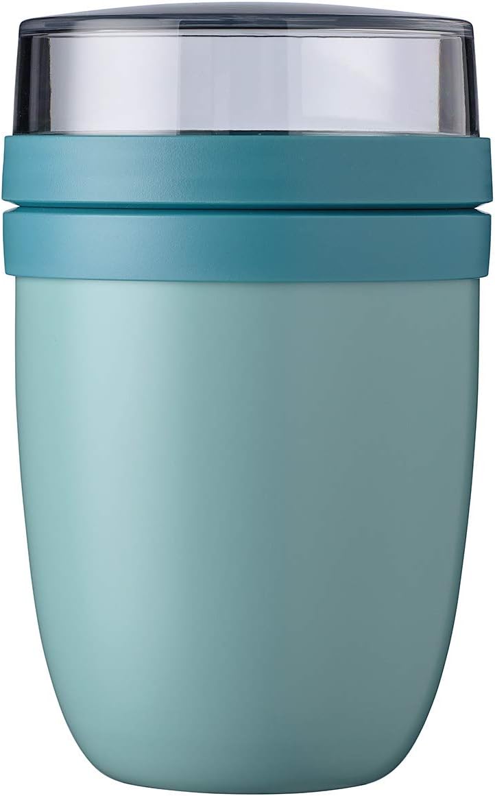 Insulated Lunchpot with 2 Lids, a Detachable Small Storage Container for Nuts or Fruit, Portable, BPA Free, Nordic Green, 4.2 inch Diameter, 1 Count