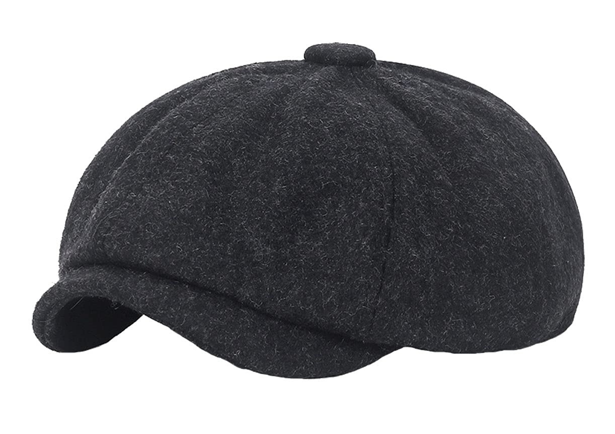 Maxpetus Beret for Middle-Aged and Elderly Men Octagonal Newsboy hat Flat hat Painter's hat (Black)