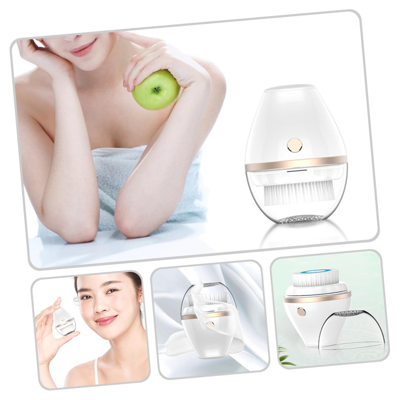 Cepillo Eléctrico de Limpieza Facial Sónico Cabezal de Silicona, 300mah, Material Abs y Electrochapado para Cuidado Profundo y Minimización de Imperfecciones
