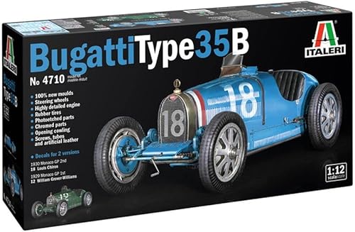 Italeri -4710 Bugatti Tipo 35B, Escala 1:12, Kit de Modelo, Modelo de Plástico para Ensamblar, Modelado, IT4710