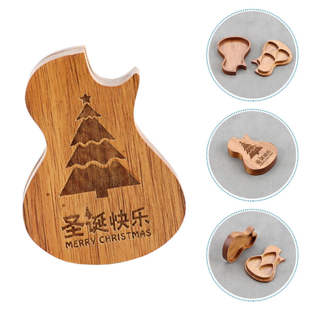 TOYANDONA 4 Piezas Estuche de Madera para Púas de Guitarra L827, Diseño de