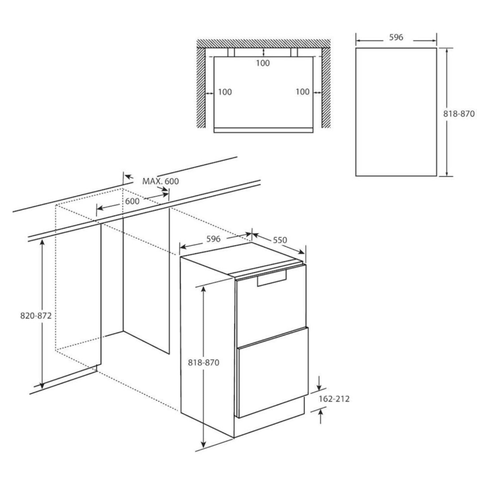 Candy CM4SE68W - Frigorifero da incasso con congelatore, porta a traino, 16 litri, 2 ripiani in vetro
