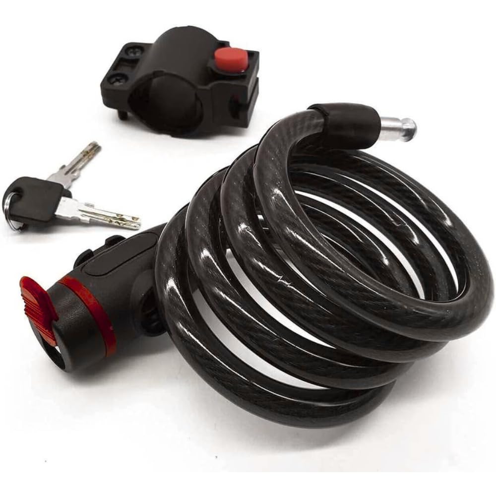 Shopeleven Cycle Cable Lock with Keys, Secure Bicycle Lock with Mounting Bracket Holder-image-30