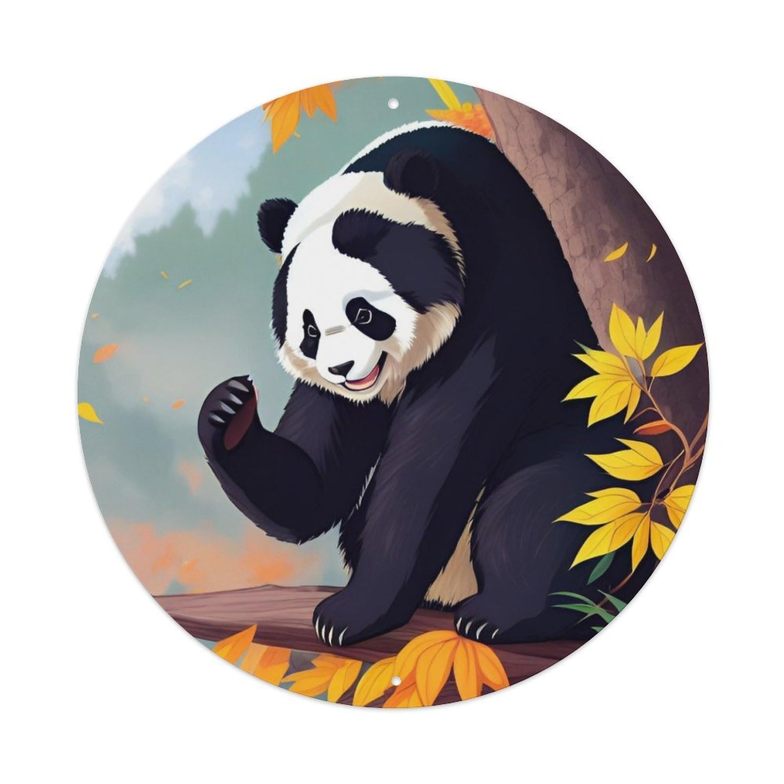 Animals Artwork Giant Panda in The Tree Vintage Metal Tin Sign Plaque Wall Decor for Cafe, Club Bar, Office, Garden Metal Poster 8x8Inch