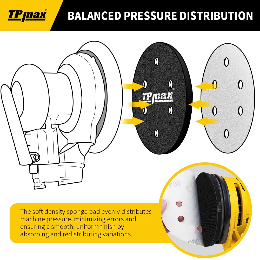 Tampons d'interface de ponçage 150 mm auto-agrippant densité douce 6 trous pour ponceuse orbitale
