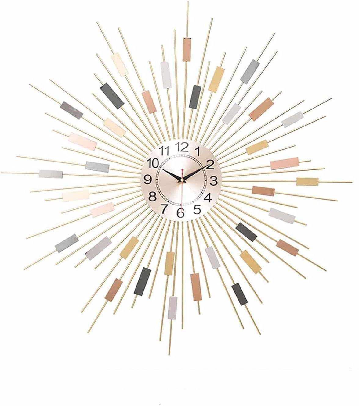 SaryEdge Wall Clockmetal Dial Gold Wall Clock for Living Room, Non-Ticking Silent Sunburst Wall Clock - Modern Kitchen Wall Decor for Bedrooms - Larg-60cm,70cm,70cm,70cm