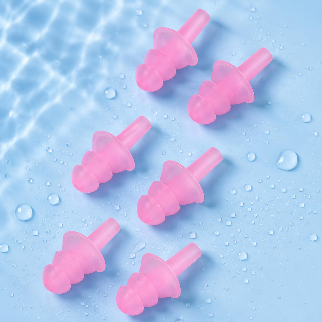 Silicone Ear Plugs for Swimming, Pink, Pack of 3 | Waterproof Protection, Noise Reduction, Soft & Flexible, Reusable Design, Comfortable Fit-image-13
