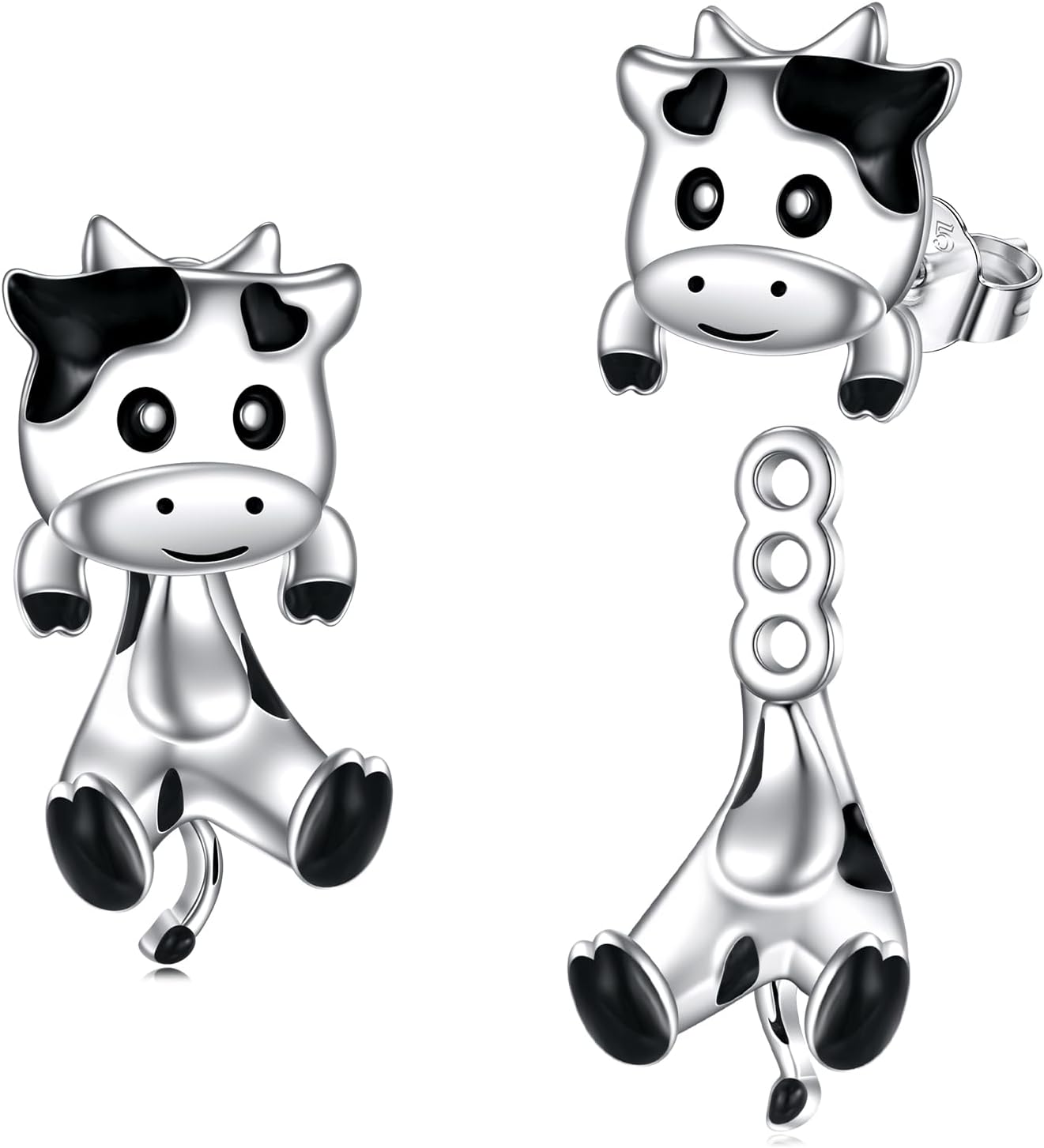 Axolotl Raccoon Cow Black Cat Earrings for Women Silver Plated Raccoon Jewelry Studs Fun Cute Animal Earrings Gifts