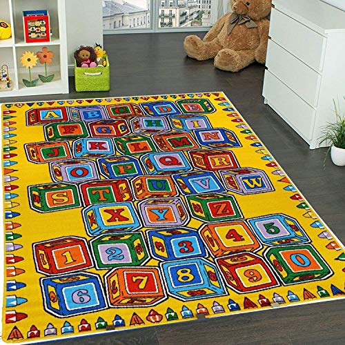Mybecca Kids Rug ABC Blocks 3' X 5' Children Area Rug for Playroom & Nursery - Non Skid Gel Backing (39