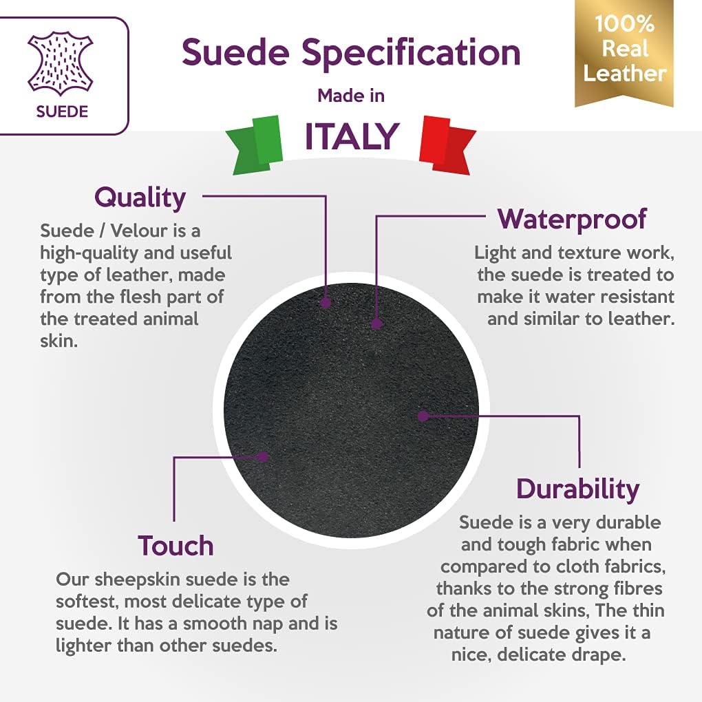 Genuine Black Suede Leather Hide: Real Leather Sheet for Crafts (Black, 12x18In/ 30x45cm)