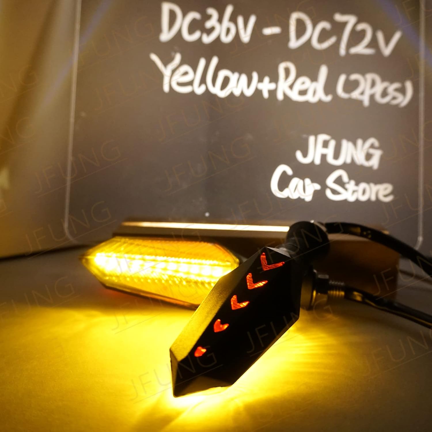 48V 52V 60V 72V Super Bright Motorcycle Indicator LED Bulb,Flashing Turn Signal Lights Blinker for Motorbike Electric Scooter, Universal Flasher, 10mm Amber Lamp(2 pcs) (Yellow Red)