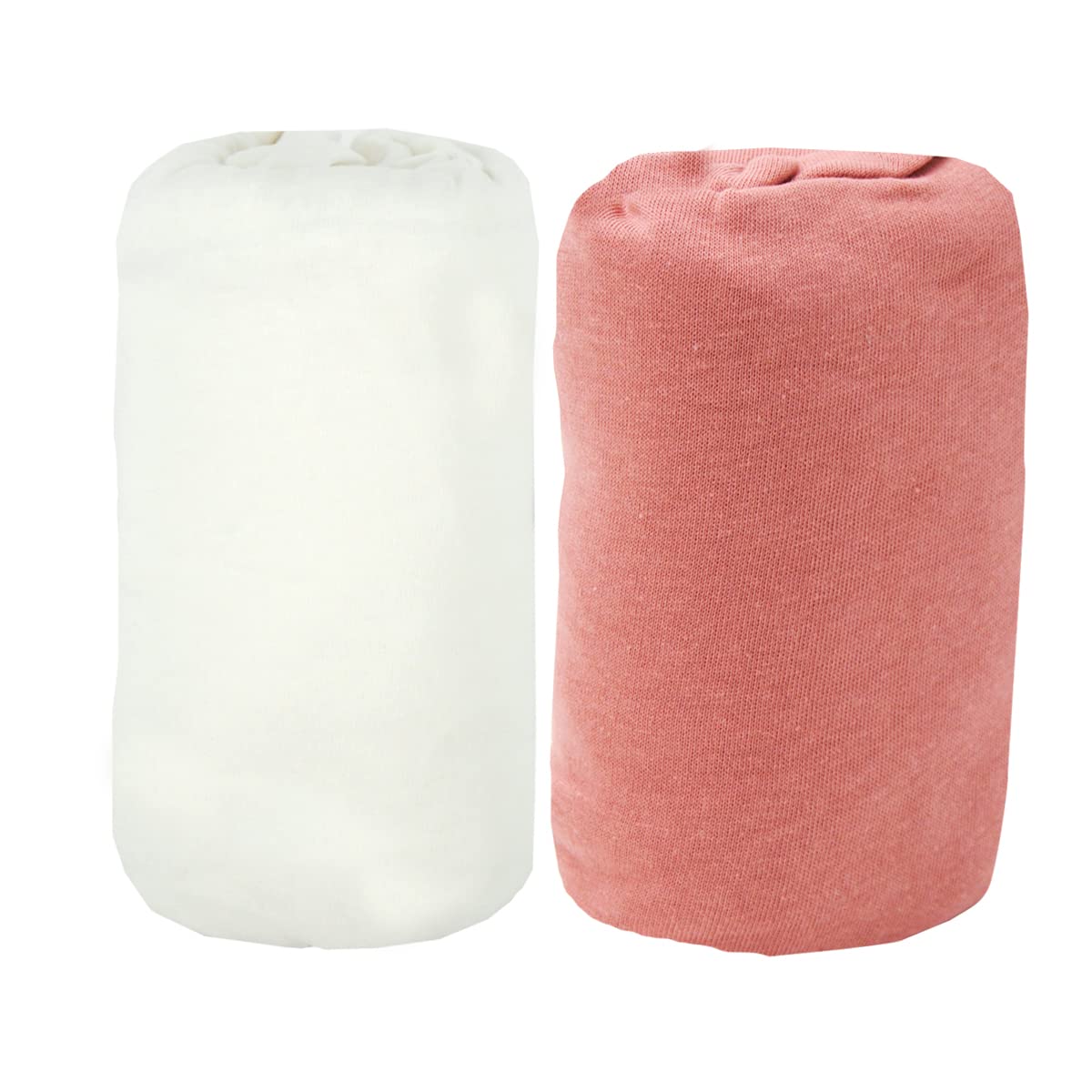 babyCalin - Set 2 lenzuola con angoli Terracotta/Bianco 70x140x17 cm