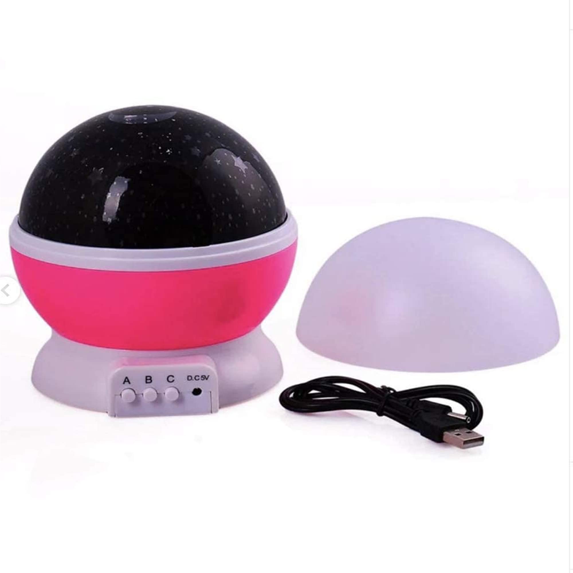 Sulfar Romantic Rotating Star Moon Sky Rotation Night Projector Light Lamp-Pink.