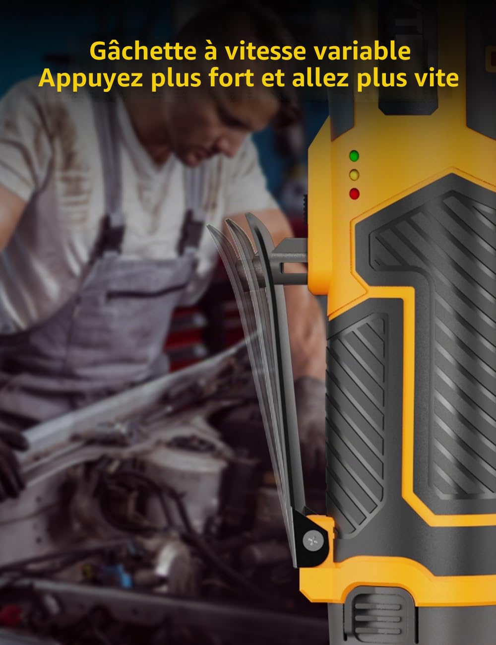 VTEK Clé à cliquet sans fil 3/8" 12 V Clé à cliquet électrique 40 pi-lb 400 tr/min Vitesse Variable