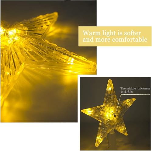 Miniatura 2 de Christmas Tree Topper Star with LED Lighted Star Treetop Rustic Holiday Tree Toppers Battery Powered for Indoor Xmas Ornaments Party Home Decoration