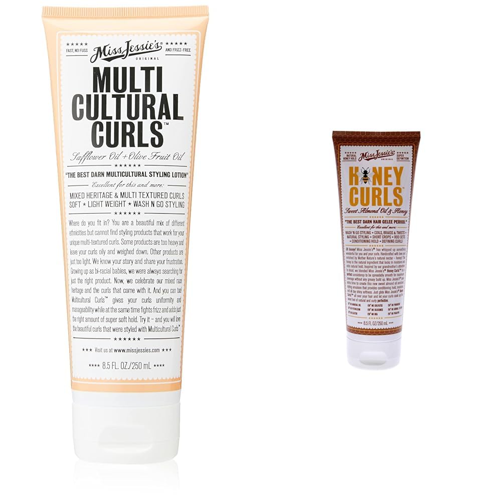 Multi Cultural Curls Unisex Cream, 8.5 Ounce (Pack of 1) & Honey Curls Unisex Emulsion 8.5 oz