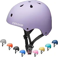 CELOID Capacete de bicicleta infantil, capacetes de skate para crianças de 2 a 3 a 5 a 8 a 14 anos de idade, meninos e meninas, ajustável, multiesportivo, bicicleta, skate, futebol, patins, patins