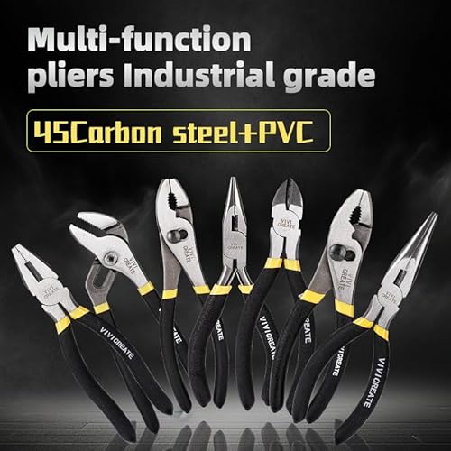 Vivicreate 7-Piece Pliers Set Heavy Duty Multipurpose Tools for Home Repair DIY Auto Electrical Work Includes Long Nose Slip Joint Linesman and Diagonal Pliers Alicates de Corte Herramientas - Image 6