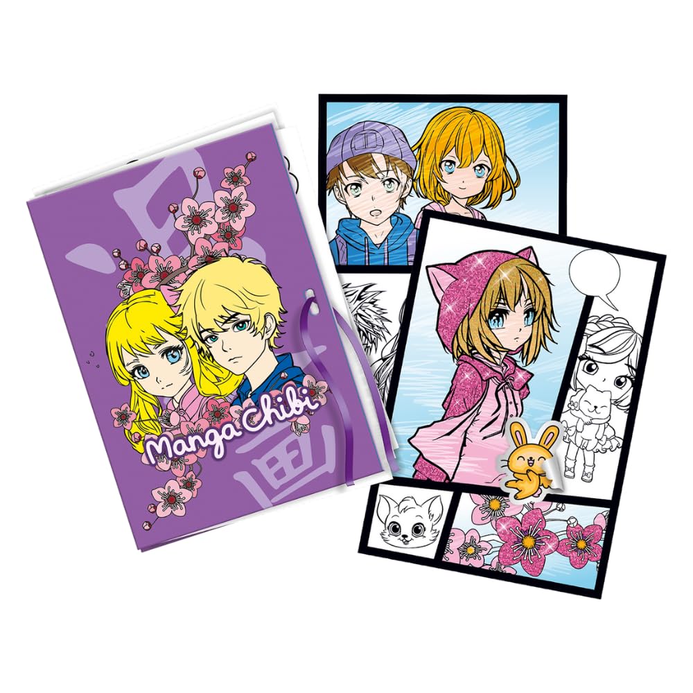 Lansay - MANGA CHIBI - Magic Lign - Coffret Reproduction - Plus de 100 Illustrations à Projeter et Dessiner - Adorables Personnages Manga - Apprendre à Dessiner - Activité Créative - Dès 7 Ans