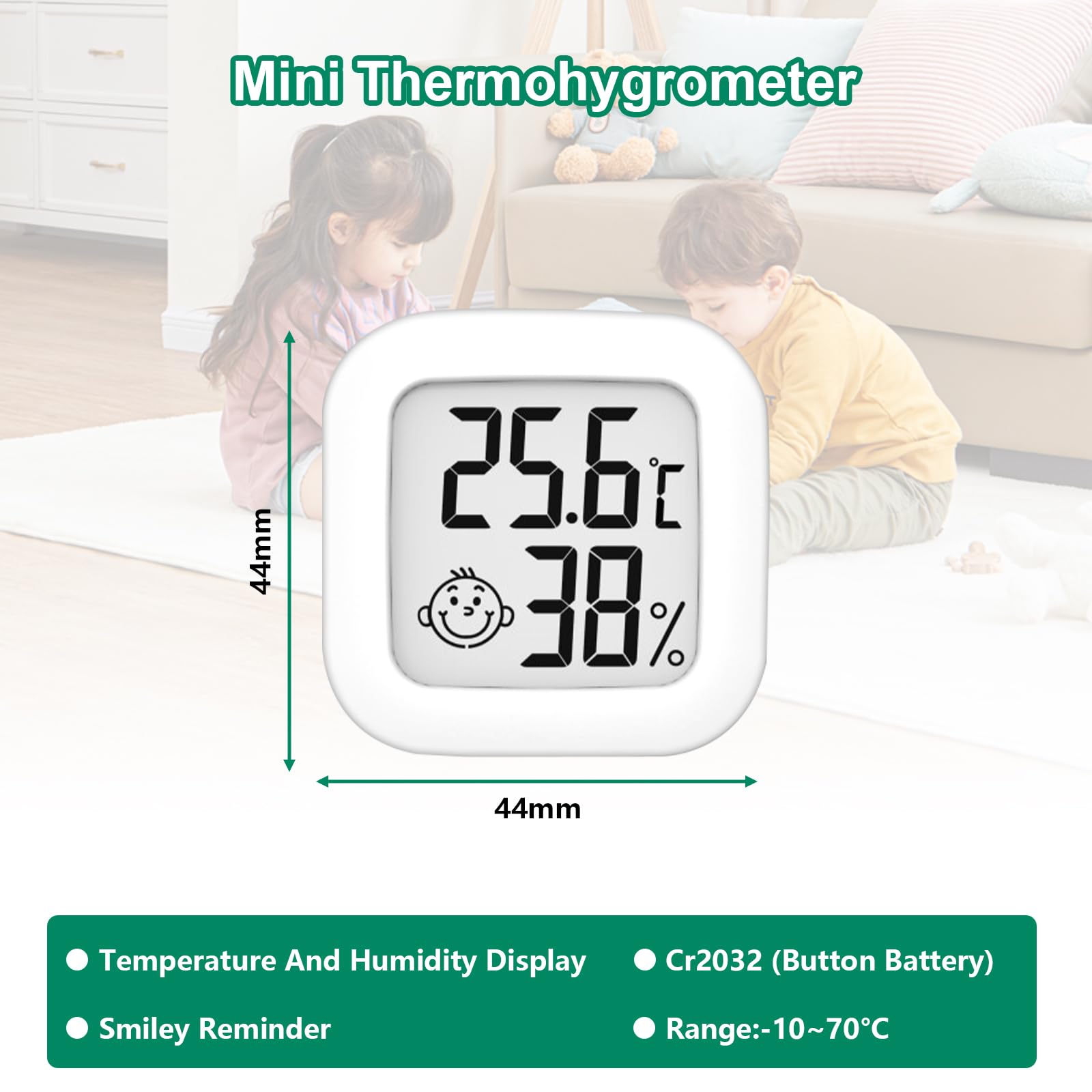 Lot de 5 hygromètres thermomètres d'intérieur avec écran LCD numérique pour chambre de bébé, chambre de personnes âgées, bureau, salon, etc - 4