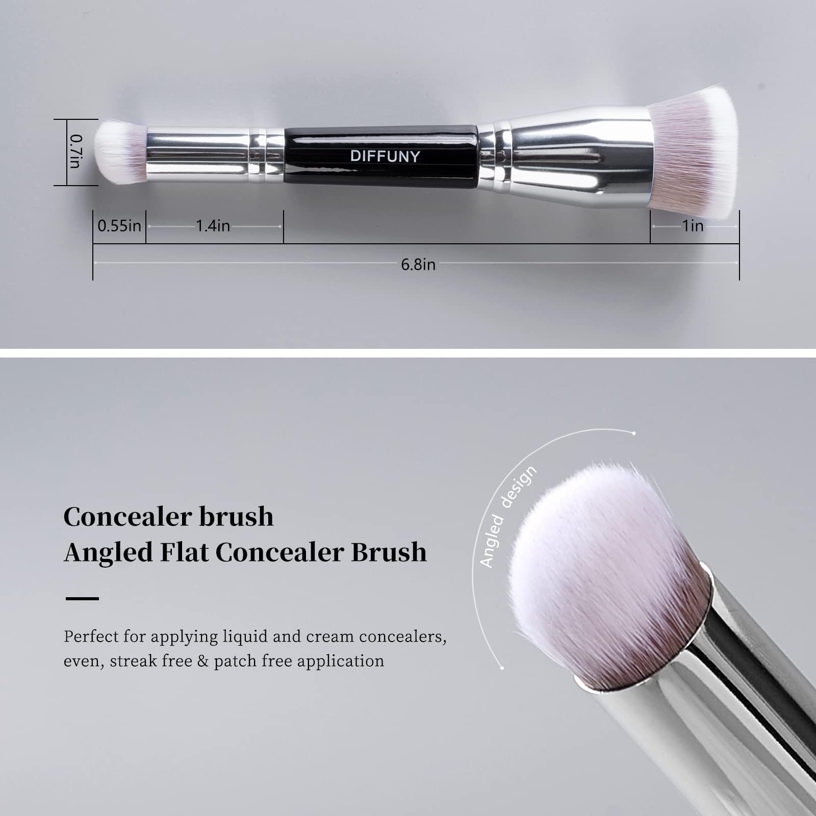 Large Makeup Brushes Double Ended Foundation Brush & Concealer Brush, Flat Top Kabuki Foundation Brush for Liquid, Cream, Blending, Buffing, Concealer, Dual Sided Make Up Brushes
