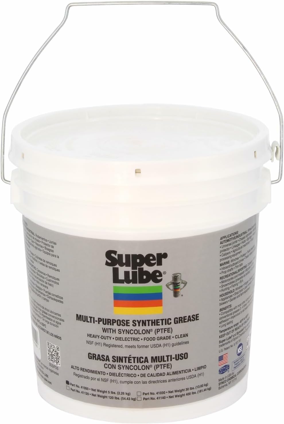 Super Lube 41050 Synthetic Grease (NLGI 2), 5 lb Pail, Translucent White