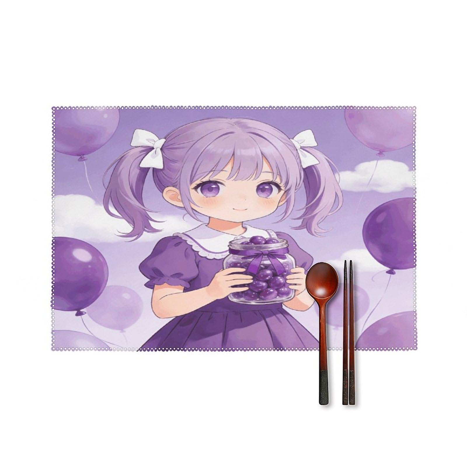 Violet Placemats Washable Canvas Place Mats Decoration Placemat for Dining Table Easy to Clean Tables Mat Set of 6 for Kitchen Dining Room Coffee Table