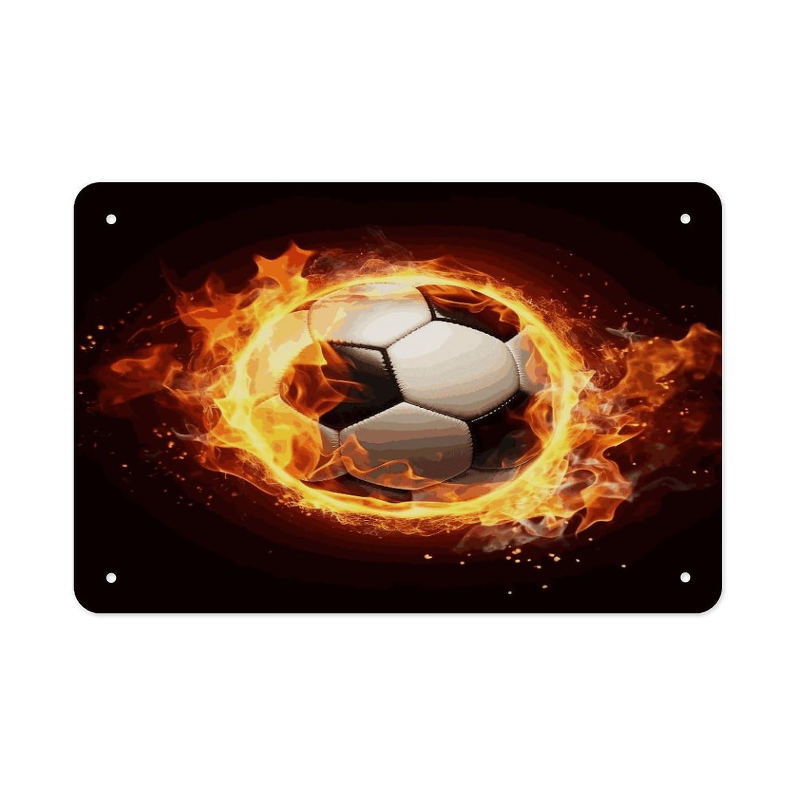 Fodpand Style Fire Soccer Ball Wall Art Metal Signs Tin Sign
