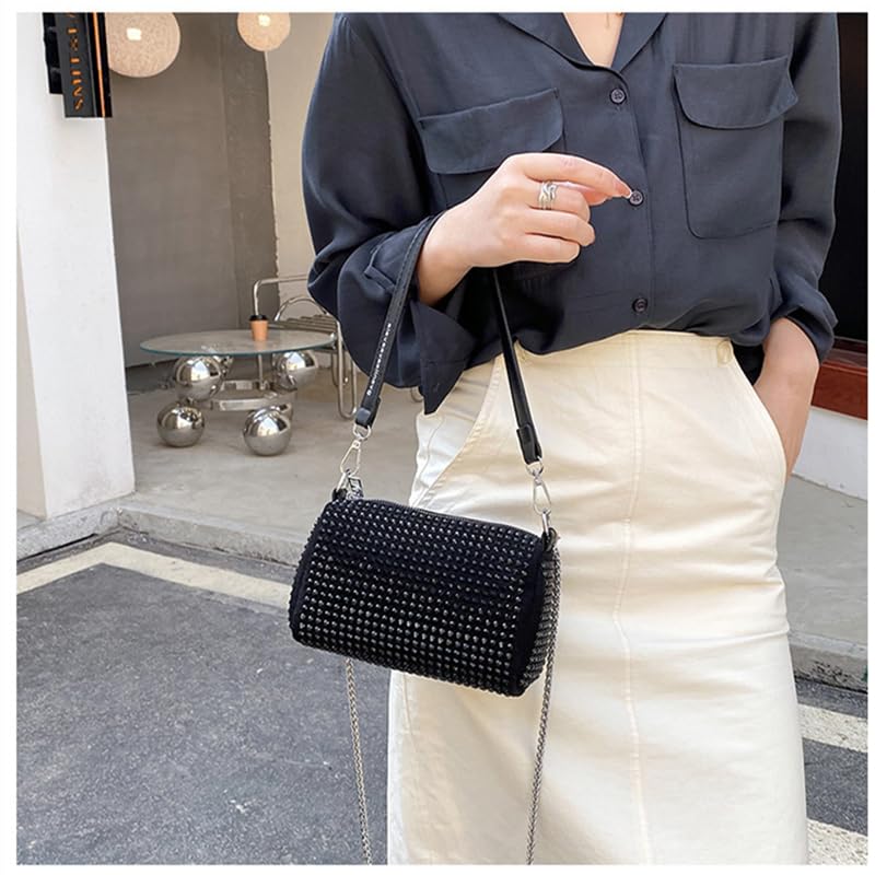 Bolso pequeño de mano Rhinestone Cylinder Crossbody para mujer miniatura 3