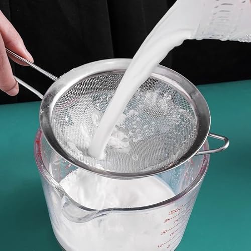 Miniatura 7 de Juego De 3 Coladores De Cocina, Diámetro 7 12 18 Cm, Colador De Acero Inoxidable, Colador De Malla Fina Con Asa, Para Escurrir Pasta, Quinua, Azúcar En Polvo, Verduras, Frutas, Té