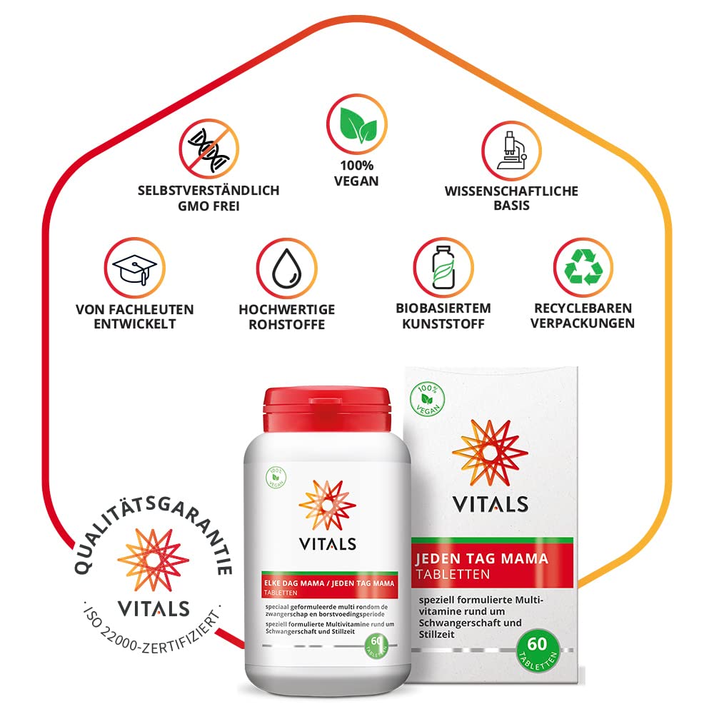 Vitals - Jeden Tag Mama 60 Tabletten. Speziell formulierte Multi­vitamine rund um Schwangerschaft und Stillzeit.