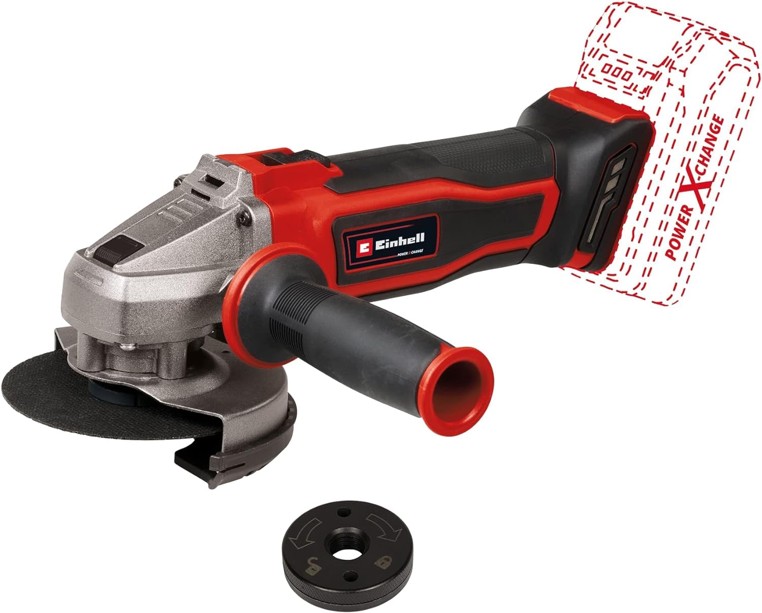 Einhell Amoladora angular con batería TE-AG 18/115 Q Li-Solo | PXC | 18 V | Ø 115 mm | Profundidad de corte de 28 mm | Ranura Quick-Fix | Cambio de disco sin herramientas | Sin batería