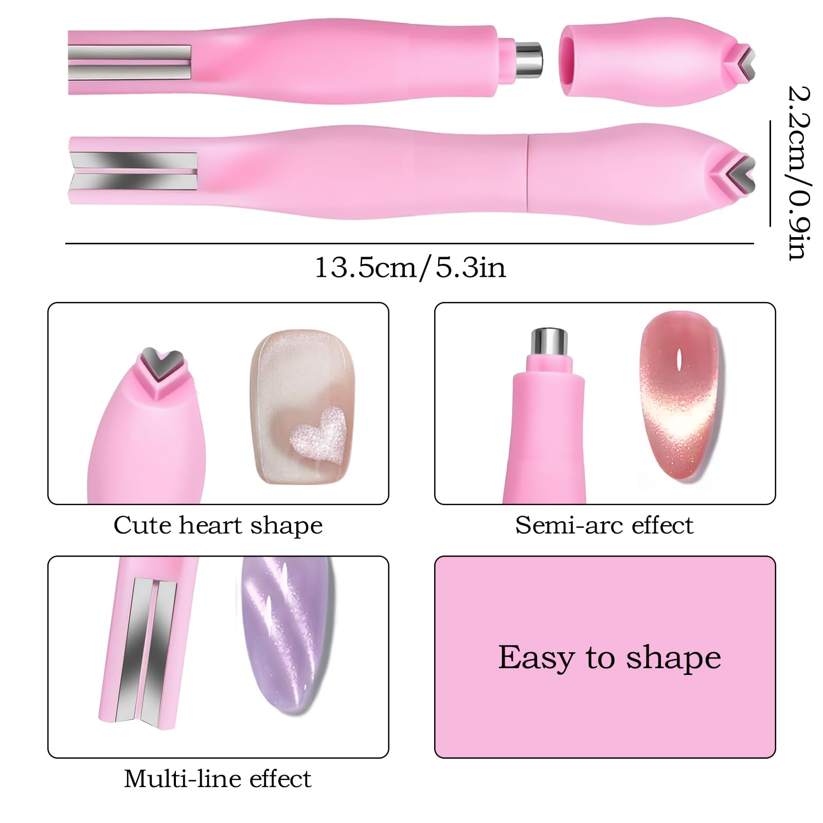 Kit d'aimants œil de chat pour ongles, barre magnétique rose en forme de Y, cœur, fournitures pour ongles œil de chat, conception DIY autorisée pour les salons de manucure et les salons de manucure