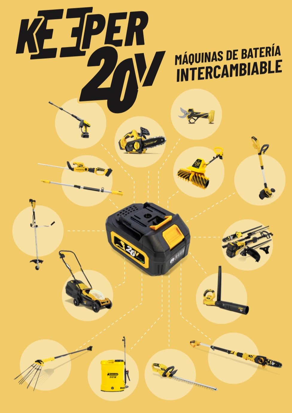 GARLAND Keeper 20V Single Fast CHARGER-V23 - Cargador rápido Individual para baterías Garland Keeper 20V, Carga 2Ah en 90 min y 4Ah en 180 min