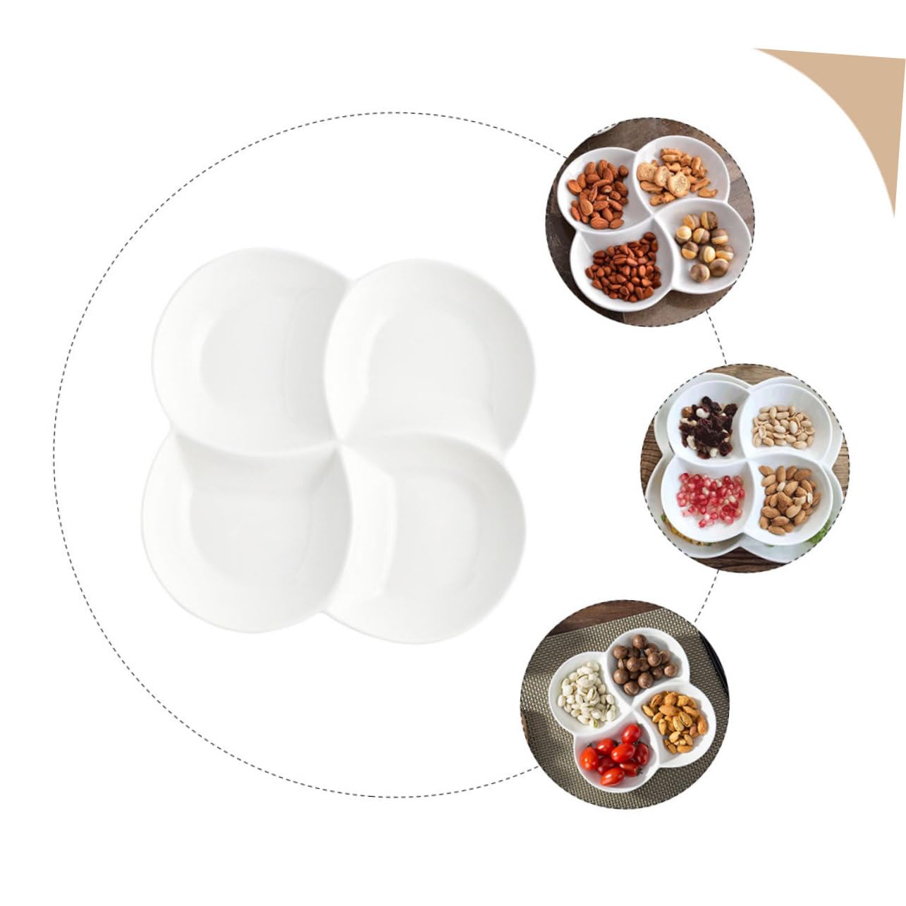 Assiette Alimentaire en Céramique à 4 Compartiments pour Repas