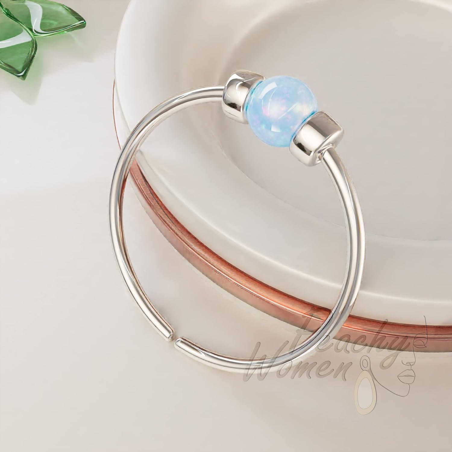 Silver Nose Rings 24G - 2mm Opals - Image 7