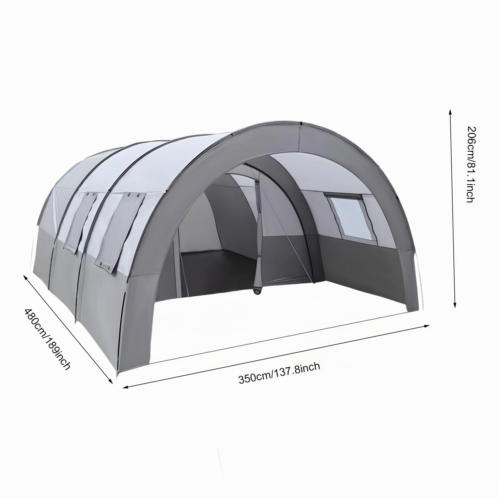Tente tunnel spacieuse pour 6 personnes avec auvent, tapis de sol, moustiquaire et sac de transport, tente familiale étanche pour camping, festivals et voyages, 350 x 480 x 206 cm