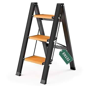 Scala A Pioli KULACO 3 Gradini | Pieghevole In Alluminio | Portatile E Antiscivolo