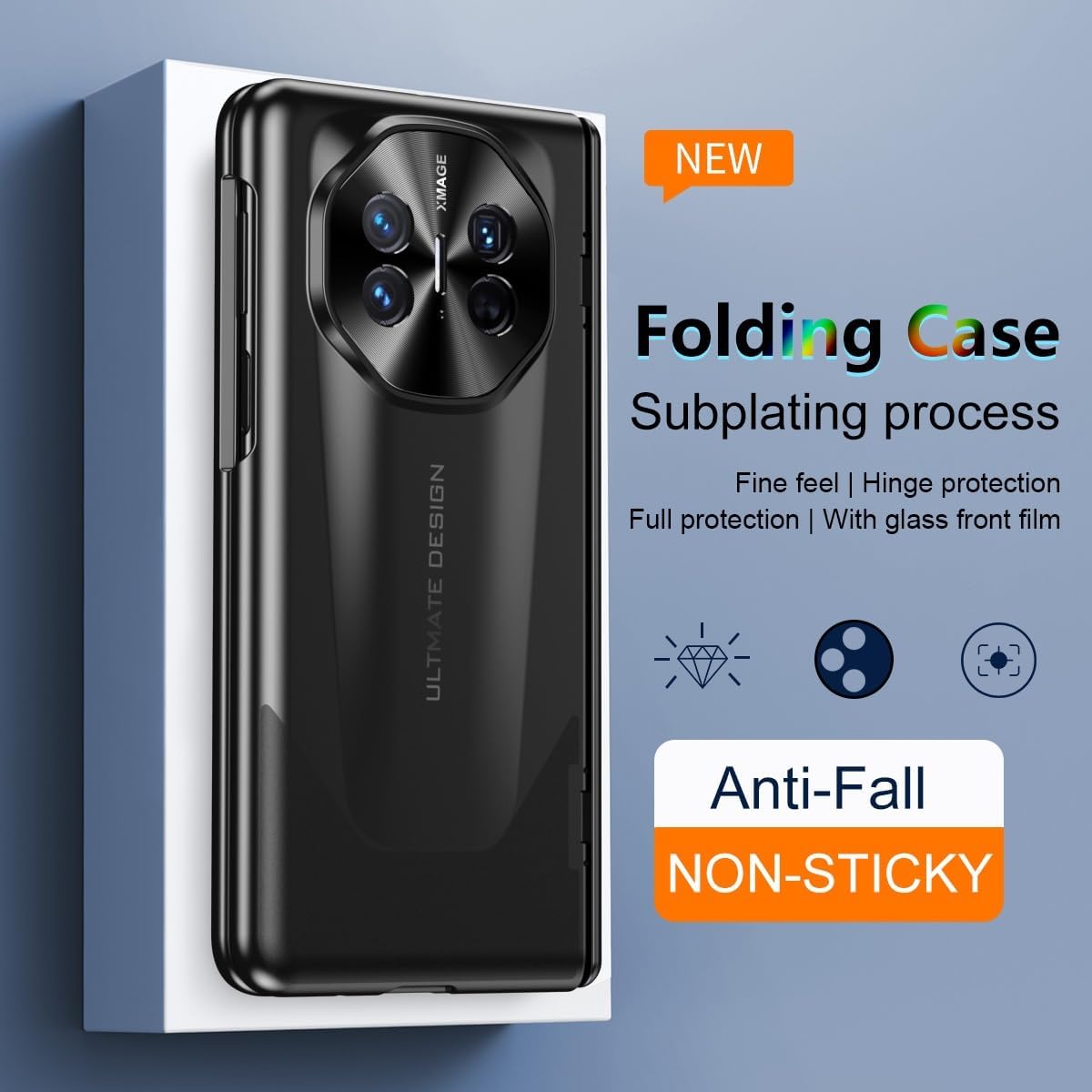 Smartphone Flip Cases for Huawei Mate X5 Case, Rugged Cover Shockproof Hard Full-Body Protective Phone Case Cover for Huawei Mate X5 Case with Screen Protector Case S-Pen Slot(Black)